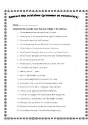 English Worksheet: Correct the mistakes Part 2