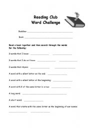 English Worksheet: Reading Buddy Challenge