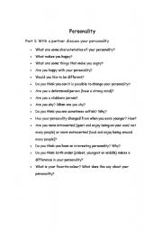 English worksheet: Personality lesson