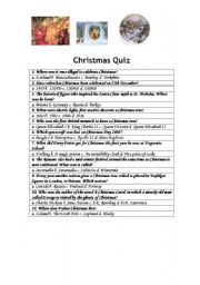 English Worksheet: Christmas Quiz