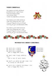 English Worksheet: Christmas songs - White Christmas and We wish you a ...
