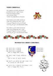 English worksheet: Christmas songs - White Christmas and We wish you a ...