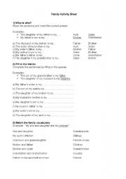 English Worksheet: Family members