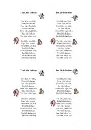 English Worksheet: Ten Little Indians