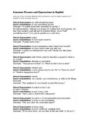 English worksheet: common expressions