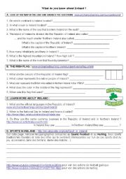 English Worksheet: Irish webquest