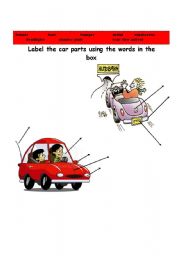 English worksheet: Car parts