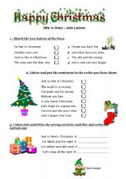 English Worksheet: John Lennons - Happy Christmas