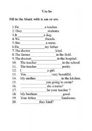 English Worksheet: v.to be