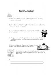 English worksheet: Addition and Subtraction