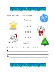 English worksheet: Christmas Vocabulary Match-part 3