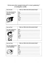 English Worksheet: Clear up: What were the other people doing at 5oclock yesterday?