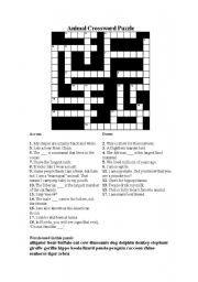 English Worksheet: Animals Crossword