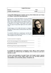 English Worksheet: physical description