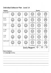 English worksheet: Daily Point Sheet