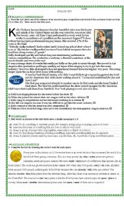 English Worksheet:  2 -sheet -Contextualized test to evaluate reading, listening and writing
