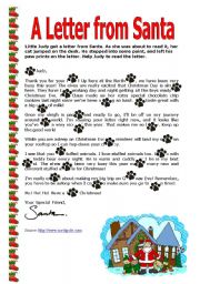 English Worksheet: A Letter from Santa