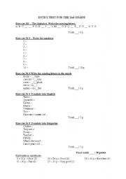 English Worksheet: TEST FOR THE 2ND GRADE