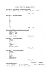 English worksheet: TEST FOR THE 2ND GRADE