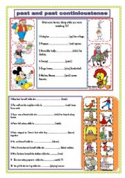 English Worksheet: past tense and past continious tense