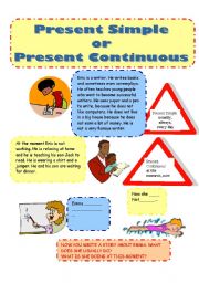 English Worksheet: Present Simple and Present Continuous