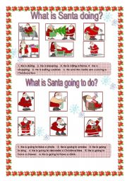 English Worksheet: What is Santa doing?