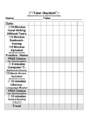 English Worksheet: Tutor Checklist