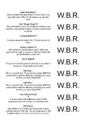 English Worksheet: W.B.R. Coupons