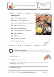 English Worksheet: test simple past