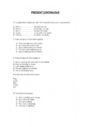 English worksheet: Present Continuous