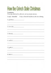 English Worksheet: How the Grinch Stole Christmas Reading Packet