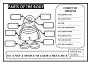 English Worksheet: PARTS OF THE BODY