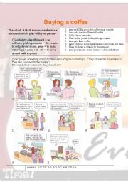 English Worksheet: buying a coffee role play and conversation maker (010)