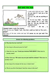 English Worksheet: God and the Man