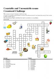 Countable and Uncountable Nouns: Crossword challenge