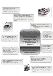 English Worksheet: NEWSPAPER HEADLINES AND COMPOUNDING WITH COLORS