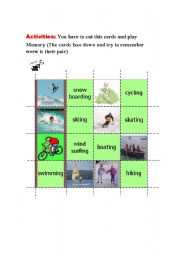 English worksheet: Activities Memory game