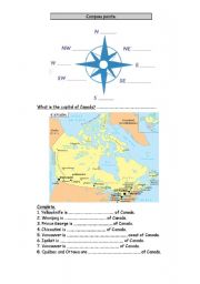 English Worksheet: compass points