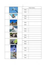 English Worksheet: Extreme sports and present perfect mixer handout 1