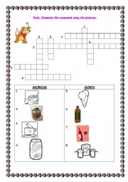 English Worksheet: Food and drinks crossword