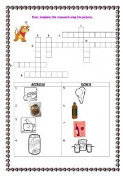 English worksheet: Food and drinks crossword