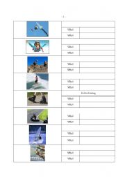 English Worksheet: extreme sports mixer 2