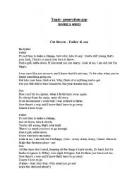 English Worksheet: song: Father and Son by Cat Stevens 