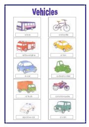 English Worksheet: vehicles voc