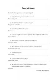 English worksheet: Reported Speech