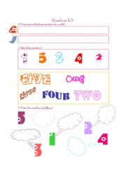 English worksheet: Numbers 1-5