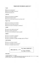 English worksheet: Are you a person of experience?