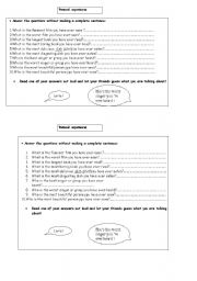 English Worksheet: personnal experiences