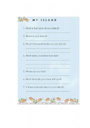 English Worksheet: design your island