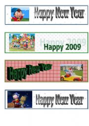 English Worksheet: Bookmarker  with Noddy - Happy New Year